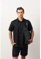 Camisa En Lino Manga Corta Siena Para Hombre Camisa En Lino Manga Corta Siena Para Hombre Negro XL VÉLEZ de Vélez