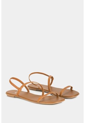 Sandalia Plana Pomelo De Cuero Para Mujer Tiras Delgadas Sandalia Plana Pomelo De Cuero Para Mujer Tiras Delgadas Miel 37 Vélez