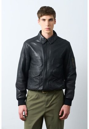 Chaqueta Aviador De Cuero Para Hombre Nila Chaqueta Aviador De Cuero Para Hombre Nila Negro S VÉLEZ