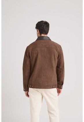 Chaqueta Aron En Gamuza Para Hombre Detalle Cuero Chaqueta Aron En Gamuza Para Hombre Detalle Cuero Cafe XL VÉLEZ