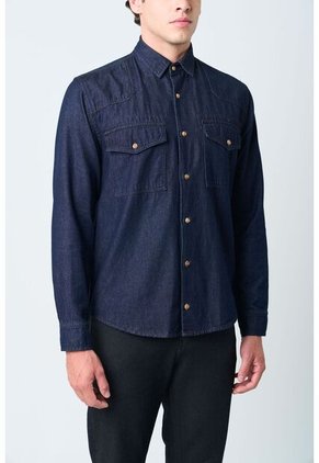 Camisa Manga Larga Brescia Para Hombre Semi Fitted Camisa Manga Larga Brescia Para Hombre Semi Fitted Azul Oscuro S VÉLEZ