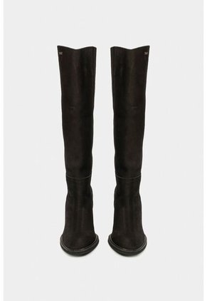 Botas Tacón Caña Alta Magnolia De Cuero Para Mujer Tipo Nobuck Negro Botas Tacón Caña Alta Magnolia De Cuero Para Mujer Tipo Nobuck Negro 39 Vélez