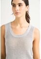 Camiseta Tejida Para Mujer Efecto Metalizado Lúrex Camiseta Tejida Para Mujer Efecto Metalizado Lúrex Gris XS VÉLEZ de Vélez