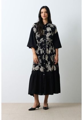 Vestido Bordado Cuello Nerú Para Mujer Efos Vestido Bordado Cuello Nerú Para Mujer Efos Negro 10 VÉLEZ