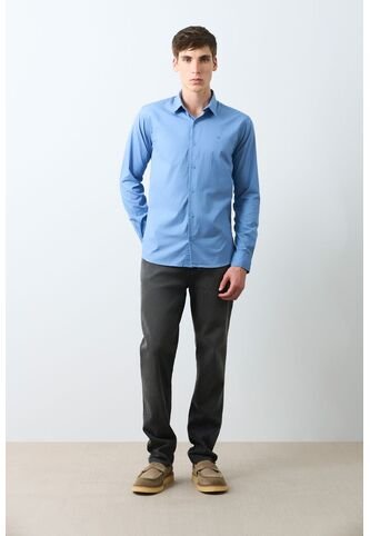 Camisa En Popelina Para Hombre Semifitted Camisa En Popelina Para Hombre Semifitted Azul L VÉLEZ Vélez