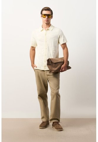 Camisa Manga Corta Tejida Para Hombre Ikal Camisa Manga Corta Tejida Para Hombre Ikal Crema XXL VÉLEZ Vélez