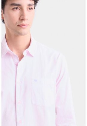 Camisa Manga Larga Popelina Para Hombre Cuello Camisero Clásico Camisa Manga Larga Popelina Para Hombre Cuello Camisero Clásico Rosado XX VÉLEZ