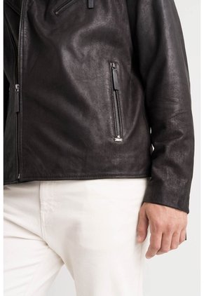 Chaqueta Biker Capri De Cuero Para Hombre Semi Ajustada Chaqueta Biker Capri De Cuero Para Hombre Semi Ajustada Negro XL VÉLEZ