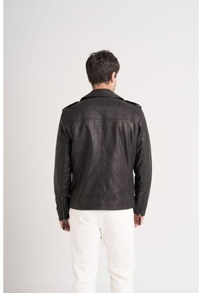 Chaqueta Biker Capri De Cuero Para Hombre Semi Ajustada Chaqueta Biker Capri De Cuero Para Hombre Semi Ajustada Negro XL VÉLEZ