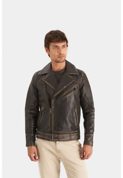 Chaqueta Biker Draco De Cuero Para Hombre Efecto Vintage Chaqueta Biker Draco De Cuero Para Hombre Efecto Vintage Gris L Vélez
