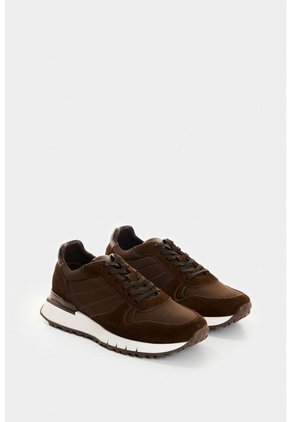 Tenis Azahar De Cuero Gamuza Y Lona Para Hombre Silueta Deportiva Tenis Azahar De Cuero Gamuza Y Lona Para Hombre Silueta Deportiva Cafe 46 VÉLEZ