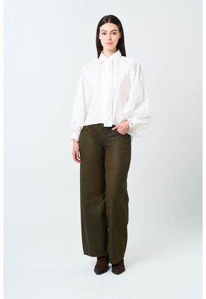 Camisa Maga Larga Silueta Globo Para Mujer Cleo Camisa Maga Larga Silueta Globo Para Mujer Cleo Crema XS VÉLEZ