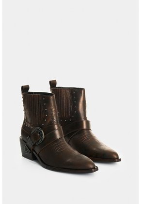 Botines Texanos Inti En Cuero Folia Para Mujer Botines Texanos Inti En Cuero Folia Para Mujer Bronce 34 VÉLEZ