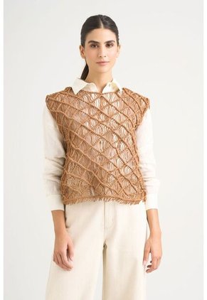 Chaleco Tejido De Cuero Para Mujer Ciruela Chaleco Tejido De Cuero Para Mujer Ciruela Natural XS VÉLEZ