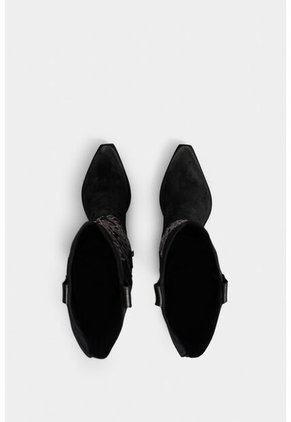 Botas Escarlata De Cuero Gamuza Para Mujer Caña Bordada Botas Escarlata De Cuero Gamuza Para Mujer Caña Bordada Negro 39 Vélez