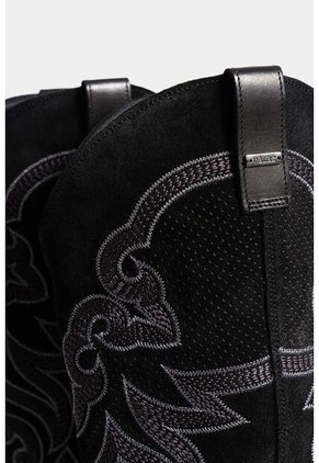 Botas Escarlata De Cuero Gamuza Para Mujer Caña Bordada Botas Escarlata De Cuero Gamuza Para Mujer Caña Bordada Negro 39 Vélez