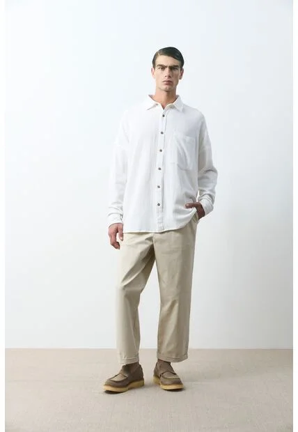 Camisa Kiwa Manga Larga Para Hombre Oversized Camisa Kiwa Manga Larga Para Hombre Oversized Blanco M VÉLEZ