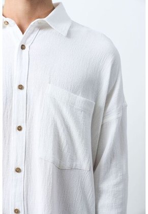 Camisa Kiwa Manga Larga Para Hombre Oversized Camisa Kiwa Manga Larga Para Hombre Oversized Blanco M VÉLEZ