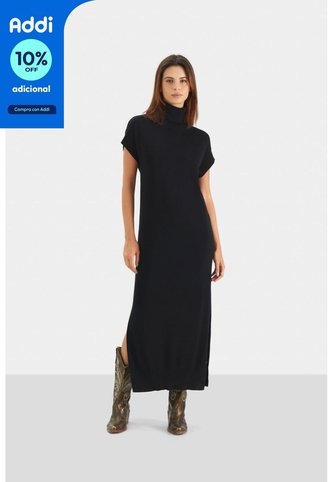 Vestido Amanita Tejido Para Mujer Cuello Tortuga Vestido Amanita Tejido Para Mujer Cuello Tortuga Negro 08 VÉLEZ Vélez