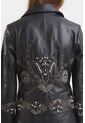 Biker Iris De Cuero Para Mujer Detalles Bordados Con Pedrería Biker Iris De Cuero Para Mujer Detalles Bordados Con Pedrería Negro XL VÉLEZ de Vélez