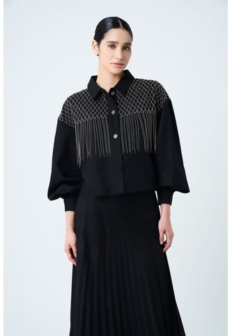 Chaqueta Alhena En Tejido Plano Para Mujer Bordado Millaré Chaqueta Alhena En Tejido Plano Para Mujer Bordado Millaré Negro XS VÉLEZ Vélez