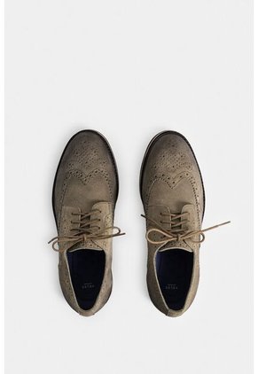 Zapatos De Cordón Alessio De Cuero Gamuza Para Hombre Efecto Escribiente Zapatos De Cordón Alessio De Cuero Gamuza Para Hombre Efecto Escribiente Verde Oliva 41 VÉLEZ