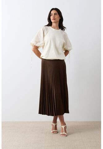 Camiseta En Lino Y Tejido De Punto Para Mujer Gael Camiseta En Lino Y Tejido De Punto Para Mujer Gael Crema M VÉLEZ Vélez