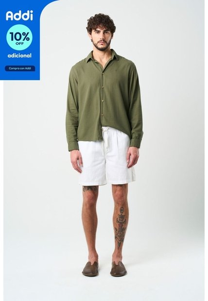Bermuda En Lino Para Hombre Bélgica Bermuda En Lino Para Hombre Bélgica Blanco 34 VÉLEZ