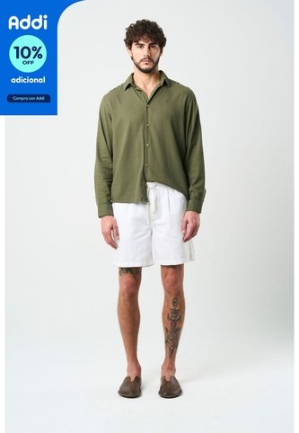 Bermuda En Lino Para Hombre Bélgica Bermuda En Lino Para Hombre Bélgica Blanco 38 VÉLEZ Vélez