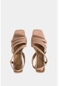 Sandalia Tacón Gobi De Cuero Liso Para Mujer Straps Sandalia Tacón Gobi De Cuero Liso Para Mujer Straps Arena 35 VÉLEZ de Vélez