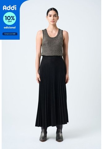 Falda Plisada Alma Para Mujer Tejido De Punto Falda Plisada Alma Para Mujer Tejido De Punto Negro 10 VÉLEZ Vélez