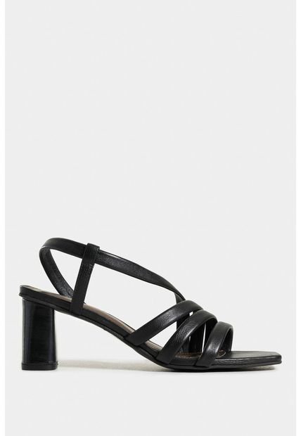 Sandalia Tacón Gobi De Cuero Liso Para Mujer Straps Sandalia Tacón Gobi De Cuero Liso Para Mujer Straps Negro 36 Vélez