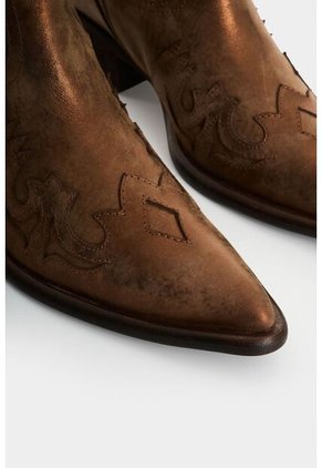 Botas Texanas Dino En Cuero Metalizado Para Mujer Botas Texanas Dino En Cuero Metalizado Para Mujer Bronce 37 VÉLEZ