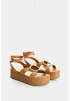 Sandalia Plataforma De Cuero Para Mujer Lagoon Sandalia Plataforma De Cuero Para Mujer Lagoon Miel 34 VÉLEZ