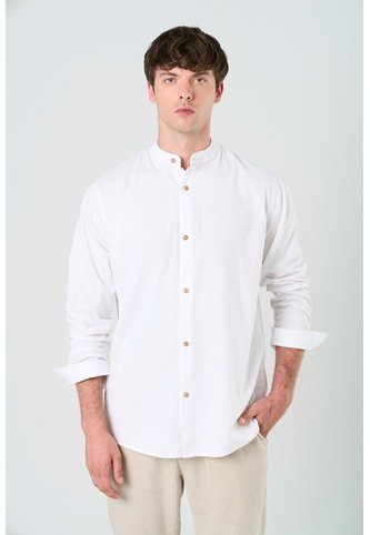 Camisa Manga Larga Para Hombre Cuello Nerú Camisa Manga Larga Para Hombre Cuello Nerú Blanco XXL VÉLEZ Vélez