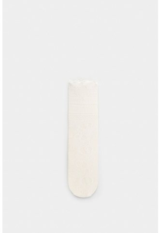 Calcetín Largo En Encaje Para Mujer Icaro Calcetín Largo En Encaje Para Mujer Icaro Blanco XS VÉLEZ Vélez