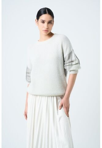 Sweater Draco Tejido Para Mujer Detalle Flecos Y Millaré Sweater Draco Tejido Para Mujer Detalle Flecos Y Millaré Crema XL VÉLEZ Vélez