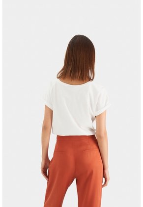 Camiseta Manga Corta Para Mujer Bolsillo Cuero Camiseta Manga Corta Para Mujer Bolsillo Cuero Blanco L VÉLEZ