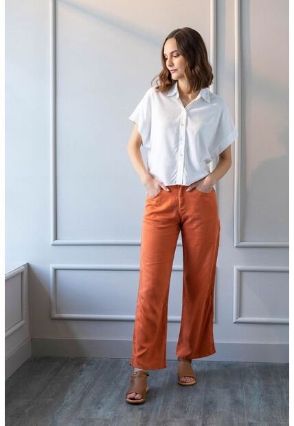Pantalón Amplio De Tela Pantalón Amplio De Tela Terracota 06 Vélez