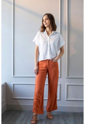 Pantalón Amplio De Tela Pantalón Amplio De Tela Terracota 06 Vélez