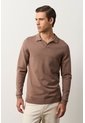 Polo Manga Larga Tejida Para Hombre Canneo Polo Manga Larga Tejida Para Hombre Canneo Tabaco XXL VÉLEZ de Vélez