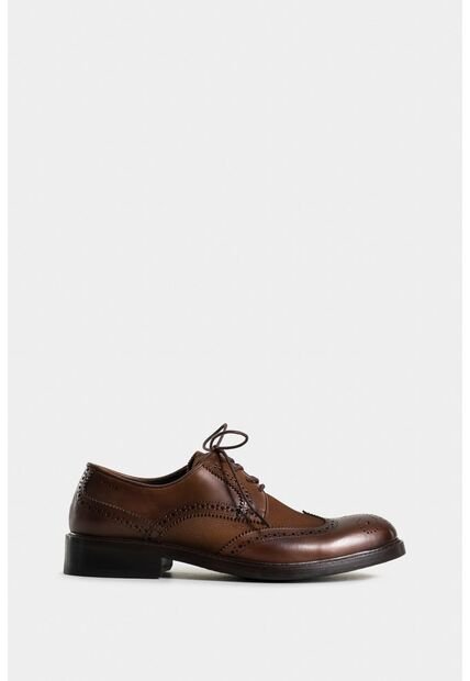 Zapatos Cordón Solar De Cuero Para Hombre Combinación De Texturas Zapatos Cordón Solar De Cuero Para Hombre Combinación De Texturas Miel 39 VÉLEZ