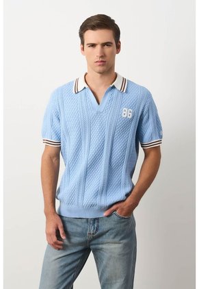 Polo Manga Corta Para Hombre Polo Manga Corta Para Hombre Azul Claro M VÉLEZ