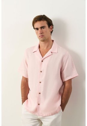 Camisa Manga Corta En Lino Para Hombre Málaga Camisa Manga Corta En Lino Para Hombre Málaga Rosado L VÉLEZ