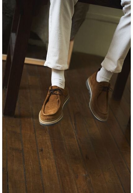 Zapatos Cordón Nova De Cuero Para Hombre Textura Gamuzada Zapatos Cordón Nova De Cuero Para Hombre Textura Gamuzada Miel 45 VÉLEZ