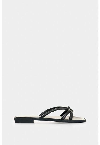 Sandalia Plana De Cuero Para Mujer Sole Sandalia Plana De Cuero Para Mujer Sole Negro 40 VÉLEZ