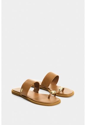 Sandalia Plana De Cuero Para Mujer Thala Sandalia Plana De Cuero Para Mujer Thala Miel 37 VÉLEZ