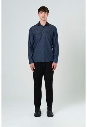 Sobrecamisa Alcor Manga Larga De Algodón Para Hombre Detalles Cuero Sobrecamisa Alcor Manga Larga De Algodón Para Hombre Detalles Cuero Azul Oscuro XL VÉLEZ