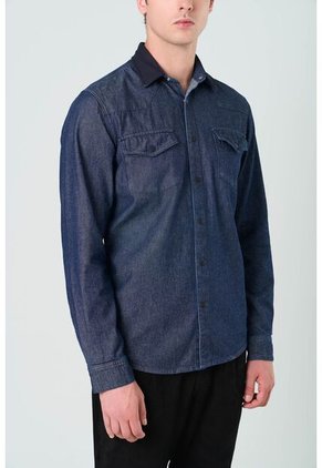 Sobrecamisa Alcor Manga Larga De Algodón Para Hombre Detalles Cuero Sobrecamisa Alcor Manga Larga De Algodón Para Hombre Detalles Cuero Azul Oscuro XL VÉLEZ