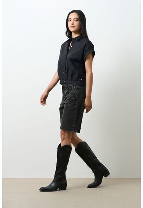 Camisa Holgada Para Mujer Sombra Camisa Holgada Para Mujer Sombra Negro L VÉLEZ